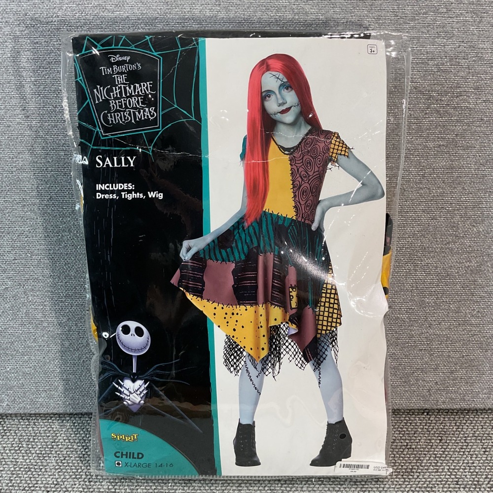 Spirit Halloween Sally Costume Nightmare Before Christmas Kids XL 14-16 Dress